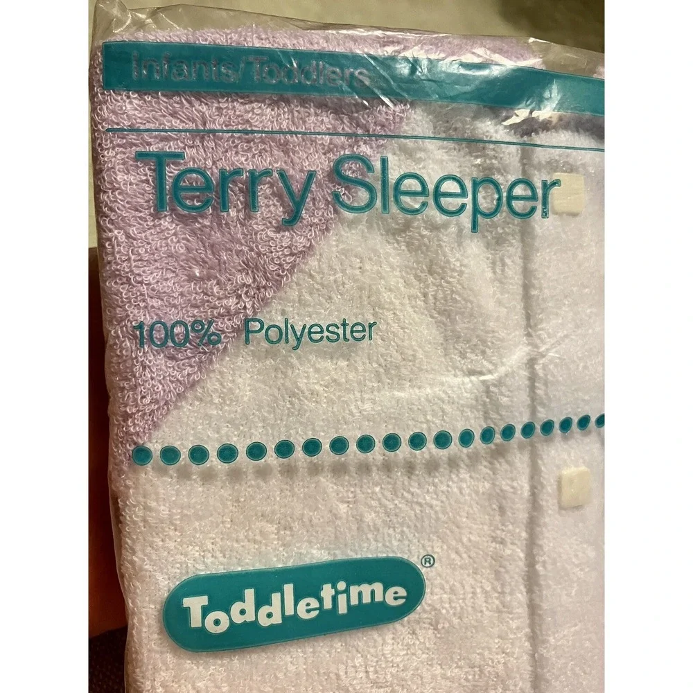Vintage Toddletime JCPenney Terry Sleeper Cat Ice Cream White Purple 3 Mos NOS